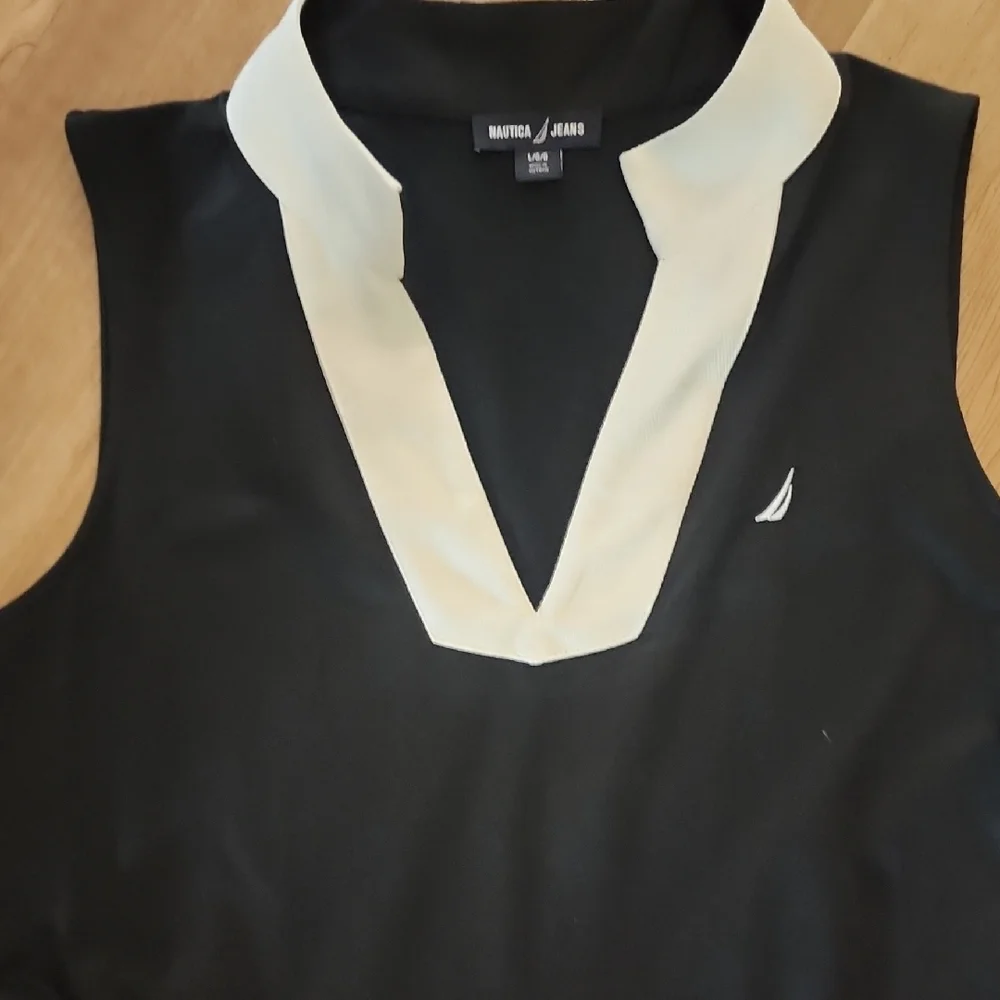 Nautica Black and White Sleeveless Midi Dress - Picture 3 of 6